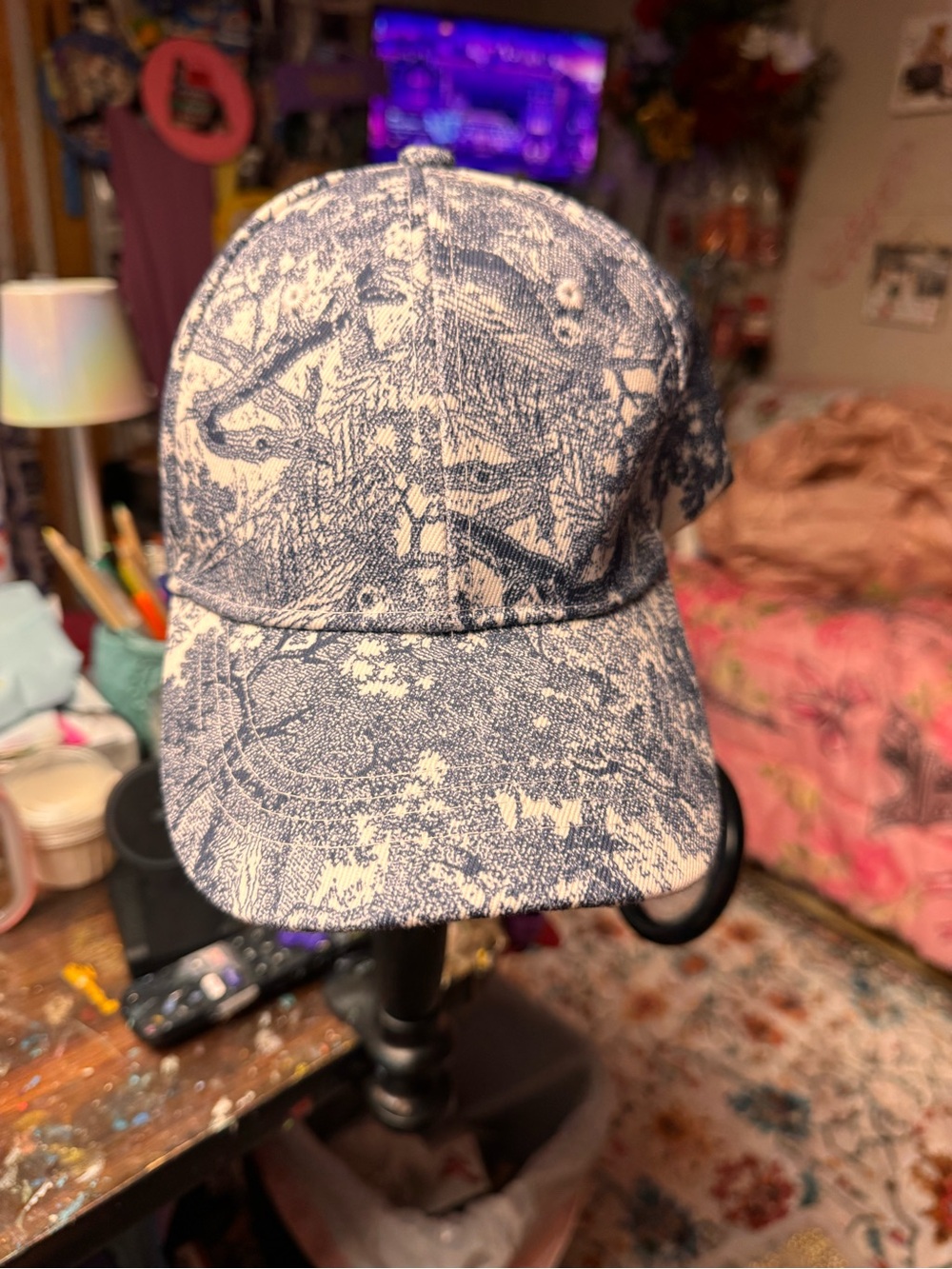 Blue and White Patterned Baseball Cap